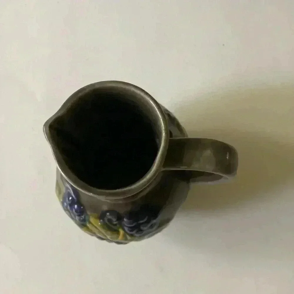 Vintage West Germany Ceramic Pitcher Wine Jug Grapes & Leaves Scheurich Kiramic